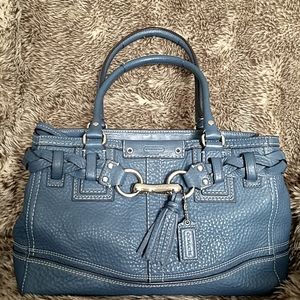 Coach Hampton Pebbled Leather Carryall Blue